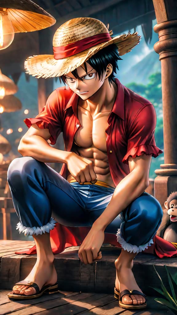  anime art of shanks giving his straw hat to monkey d. luffy, symbolizing trust and leadership in one piece. hyperrealistic, full body, detailed clothing, highly detailed, cinematic lighting, stunningly beautiful, intricate, sharp focus, f/1. 8, 85mm, (centered image composition), (professionally color graded), ((bright soft diffused light)), volumetric fog, trending on instagram, trending on tumblr, HDR 4K, 8K