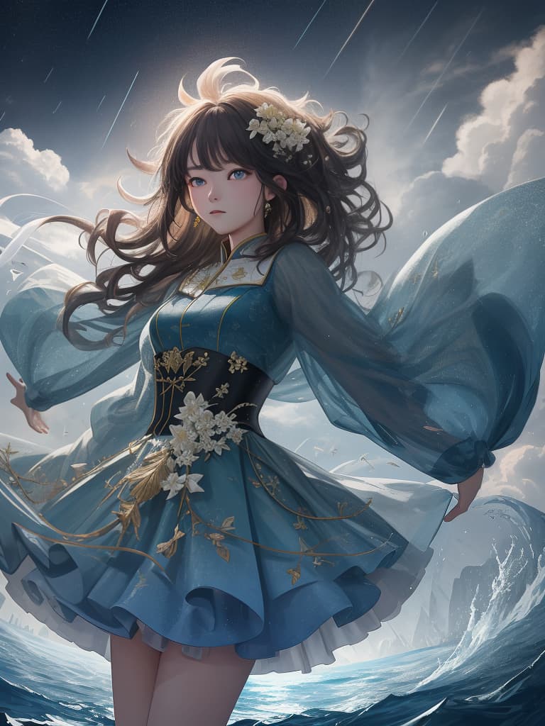  a girl blown by a typhoon, a typhoon, masterpiece, best quality,8k,ultra detailed,high resolution,an extremely delicate and beautiful,hyper detail