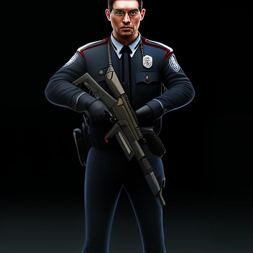 mdjrny-v4 style Cop with a gun , Black uniform