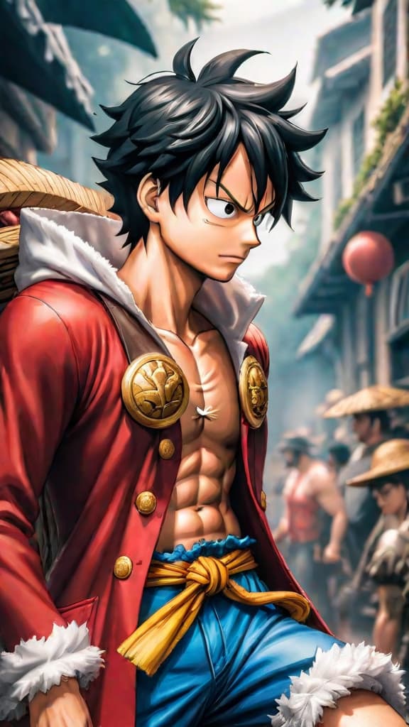  sail the grand line with monkey d. luffy in one piece on an epic treasure hunt. hyperrealistic, full body, detailed clothing, highly detailed, cinematic lighting, stunningly beautiful, intricate, sharp focus, f/1. 8, 85mm, (centered image composition), (professionally color graded), ((bright soft diffused light)), volumetric fog, trending on instagram, trending on tumblr, HDR 4K, 8K