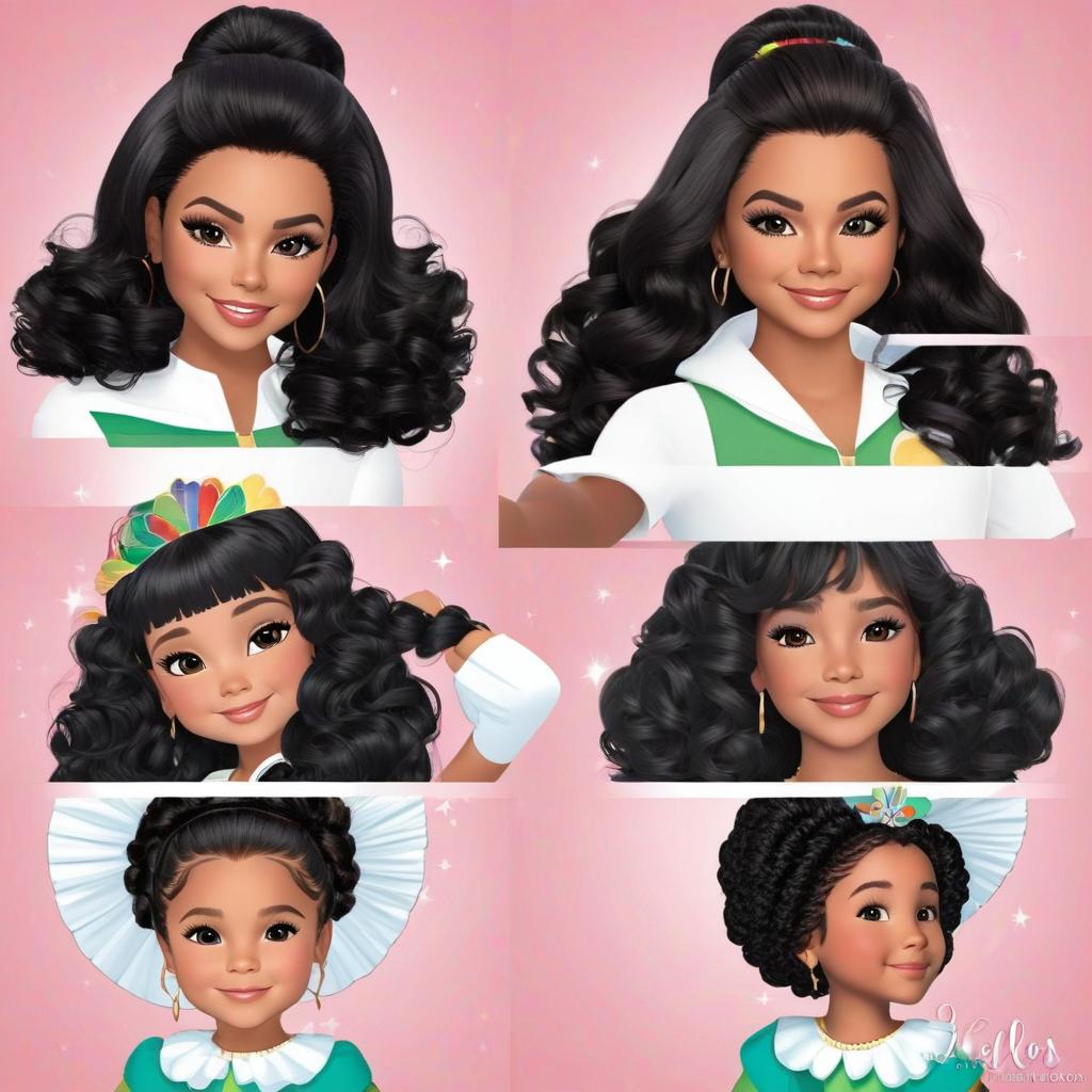  animated black curly hair below the shoulder mom mexican with her 5 kids being the boy the smallest age 4 and two girls age 6 & 8 and another daughter age 14 and the oldest boy age 16 with the children having straight hair all off them together, award winning, professional, highly detailed, masterpiece