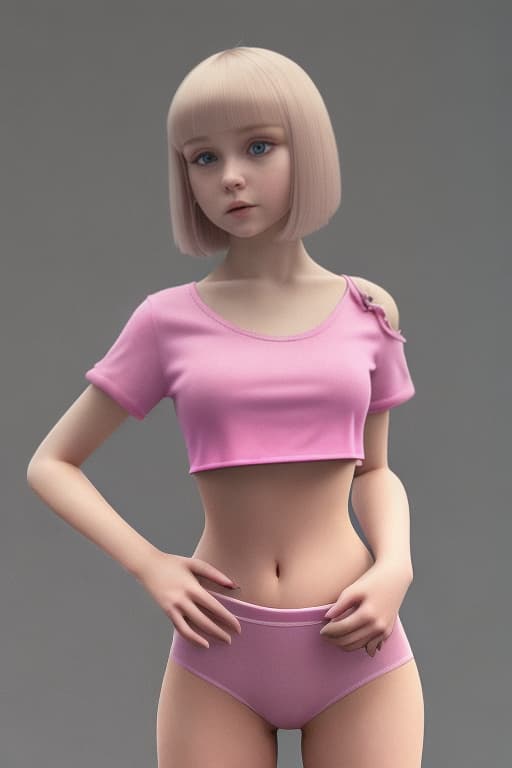  Extremely realistic detailed phone Photo of young Russian pretty . She is adjusts her hair and lifts her showing her pink . shows her in cl. Short ear . Crop t-short. Open . Open stomach. Thin waist. She has bobcut haircut. She is beautiful .