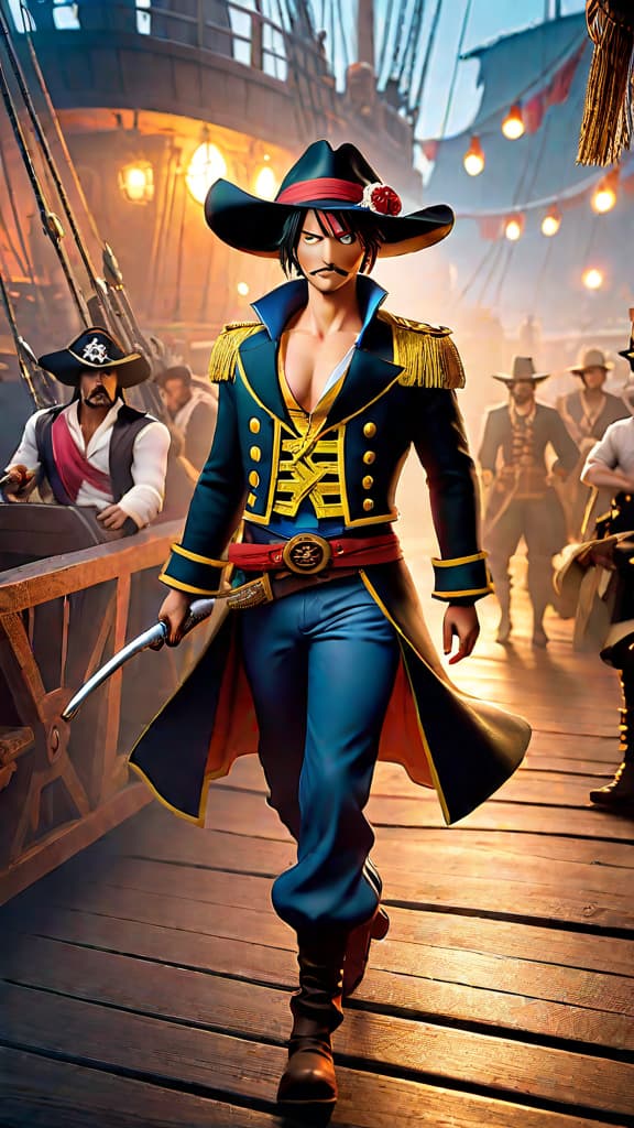  anime art of straw hat pirates in a powerful warship at enies lobby without the emotional farewell to merry. hyperrealistic, full body, detailed clothing, highly detailed, cinematic lighting, stunningly beautiful, intricate, sharp focus, f/1. 8, 85mm, (centered image composition), (professionally color graded), ((bright soft diffused light)), volumetric fog, trending on instagram, trending on tumblr, HDR 4K, 8K