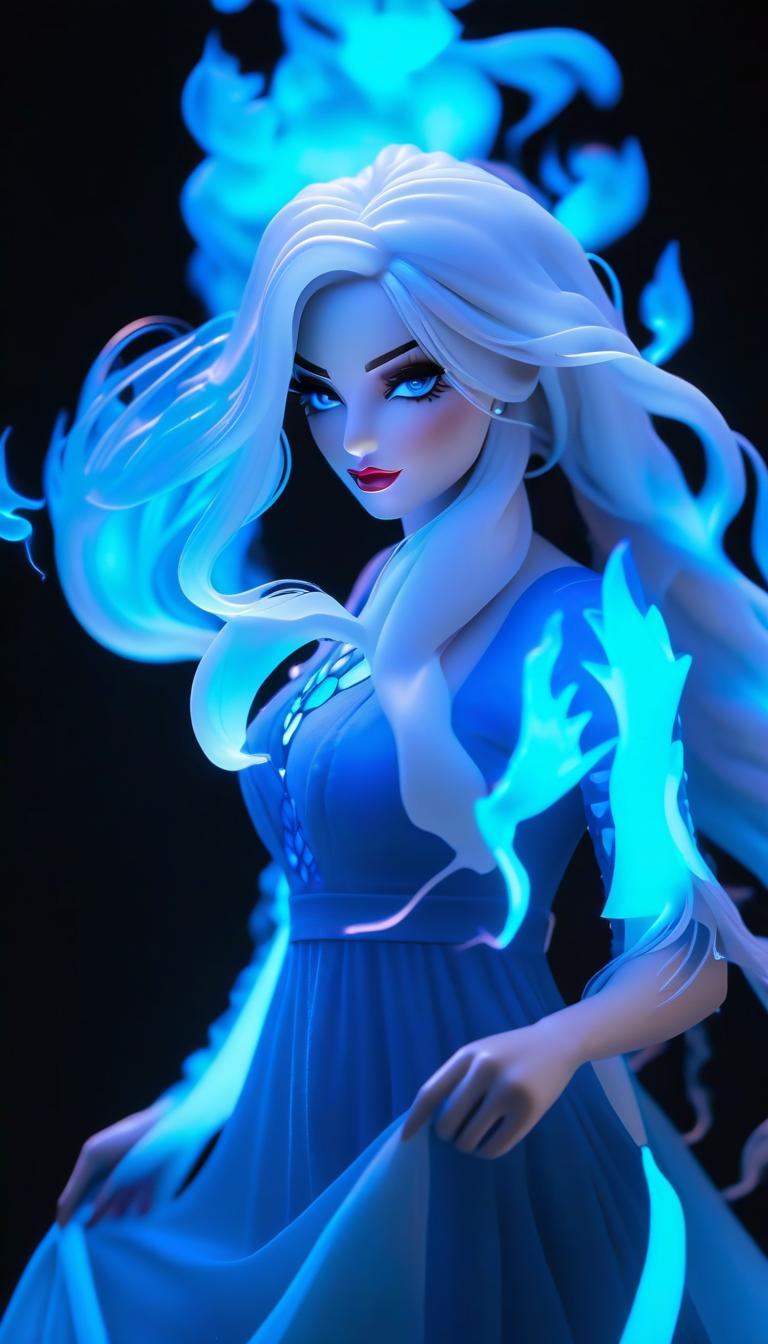  spirit of blue light hyperrealistic, full body, detailed clothing, highly detailed, cinematic lighting, stunningly beautiful, intricate, sharp focus, f/1. 8, 85mm, (centered image composition), (professionally color graded), ((bright soft diffused light)), volumetric fog, trending on instagram, trending on tumblr, HDR 4K, 8K