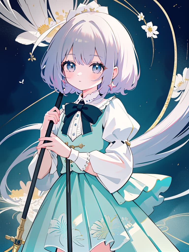  a girl with a cane, masterpiece, best quality,8k,ultra detailed,high resolution,an extremely delicate and beautiful,hyper detail