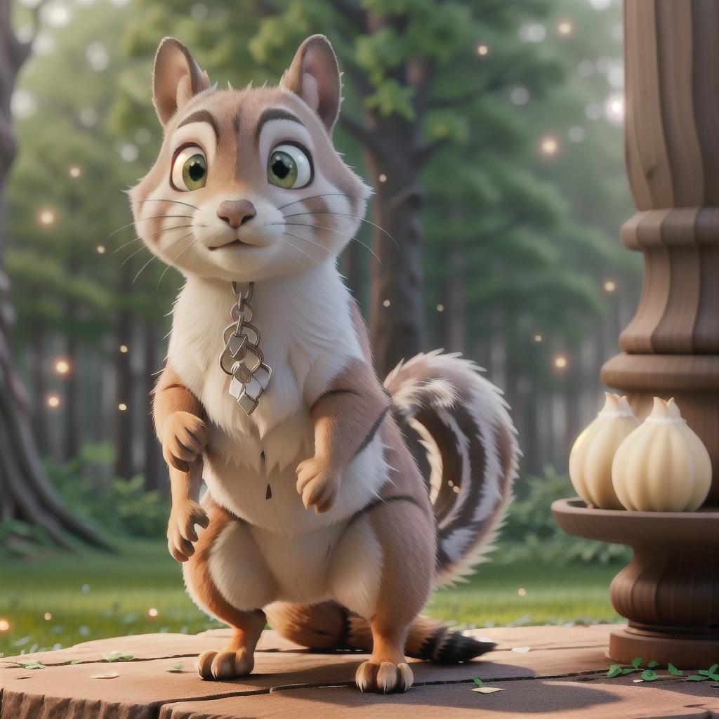  A squirrel, big pretty eyes, soft and sweet hyperrealistic, full body, detailed clothing, highly detailed, cinematic lighting, stunningly beautiful, intricate, sharp focus, f/1. 8, 85mm, (centered image composition), (professionally color graded), ((bright soft diffused light)), volumetric fog, trending on instagram, trending on tumblr, HDR 4K, 8K