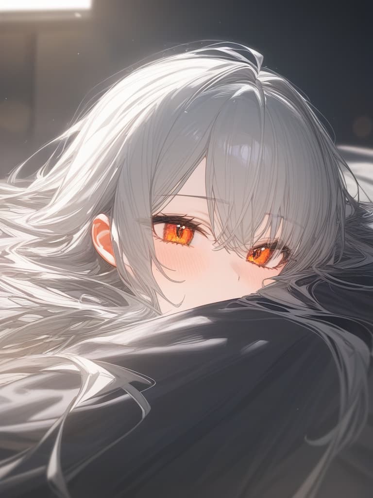  gray hair, bunny girl, orange eyes, masterpiece, best quality,8k,ultra detailed,high resolution,an extremely delicate and beautiful,hyper detail