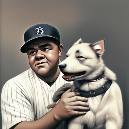  Babe Ruth with a dog