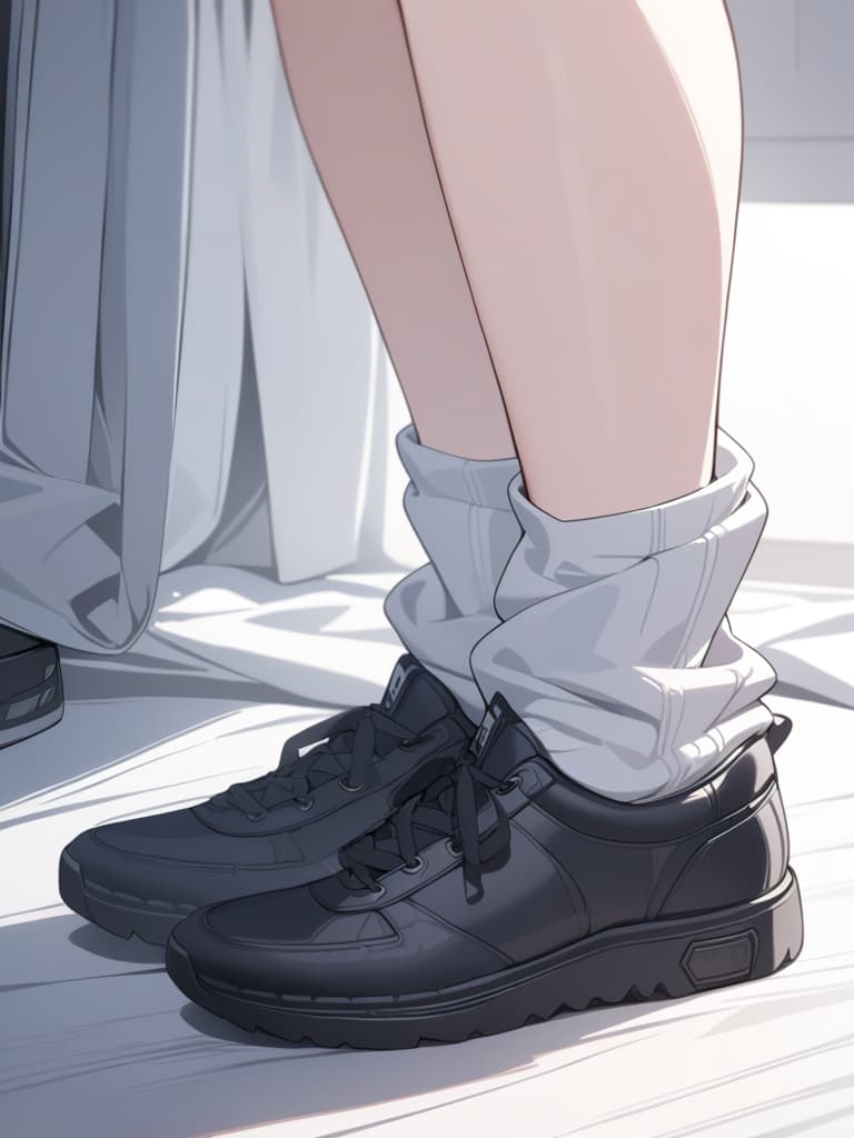  girls, loose socks, plain clothes, wolf ears, medium hair, black shoes, whole, masterpiece, best quality,8k,ultra detailed,high resolution,an extremely delicate and beautiful,hyper detail