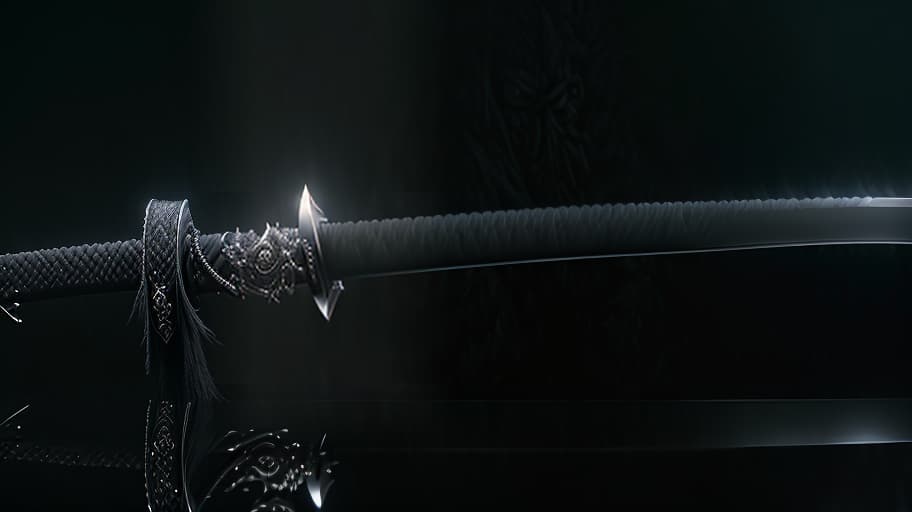  macabre style {prompt} . dark The long katana is made entirely of black metal and has eyes on it. Its blade is completely black. The handle is slightly iridescent in white. A dark flame emanates from the katana. The katana should be fully visible hyperrealistic, full body, detailed clothing, highly detailed, cinematic lighting, stunningly beautiful, intricate, sharp focus, f/1. 8, 85mm, (centered image composition), (professionally color graded), ((bright soft diffused light)), volumetric fog, trending on instagram, trending on tumblr, HDR 4K, 8K