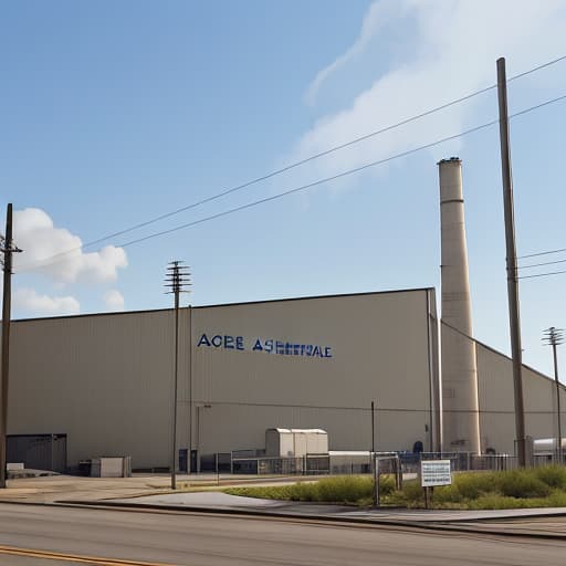  *8. Ace Chemicals Plant* Design a street view image of the Ace Chemicals Plant's exterior, highlighting its industrial structure, smokestacks, and hazardous surroundings.