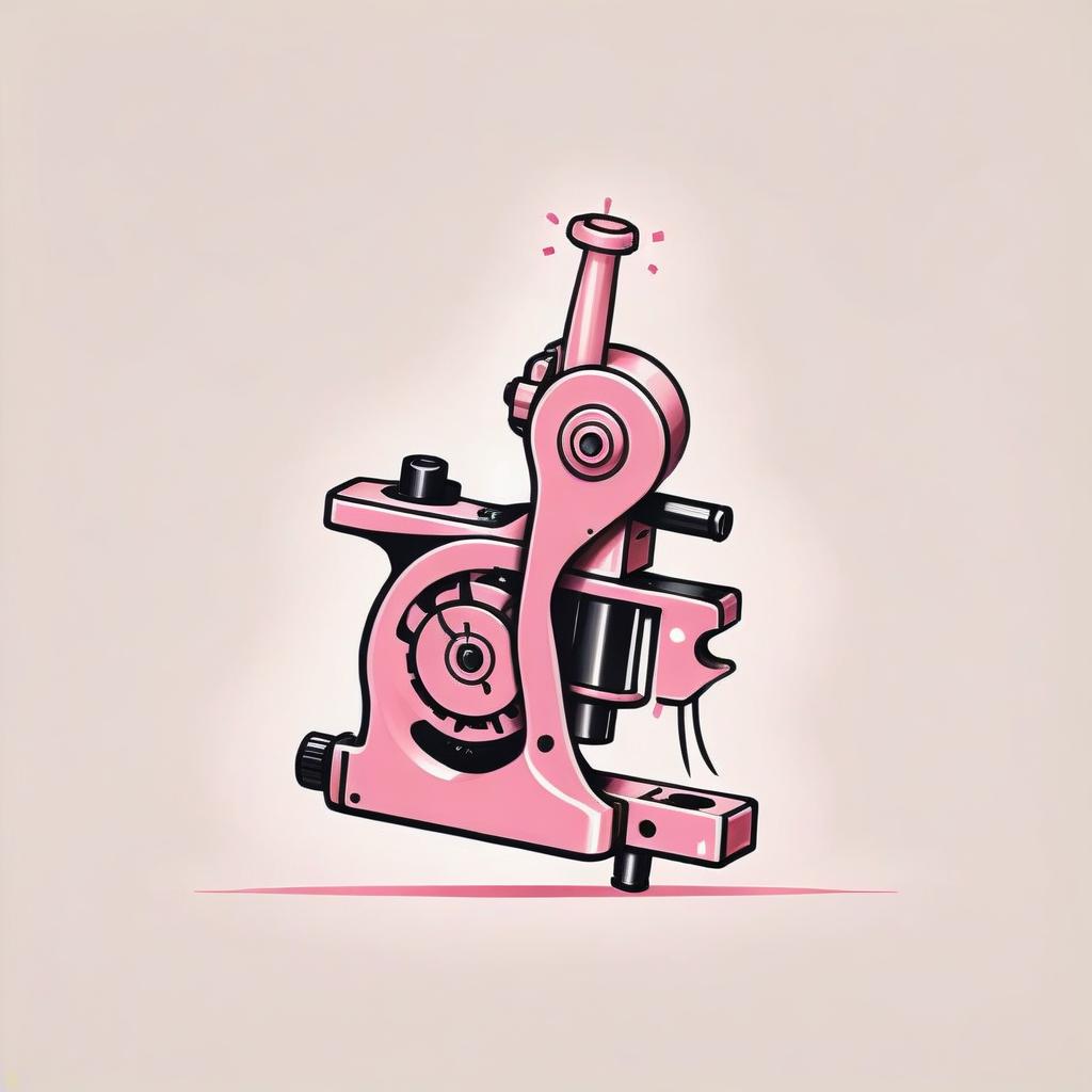  minimalist style draw a rotary pink tattoo machine . simple, clean, uncluttered, modern, elegant, logo