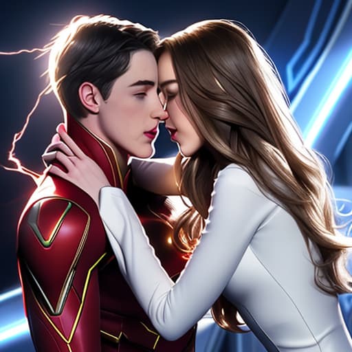  Barry, Allen and Caitlin Snow, MD from CW flash kissing