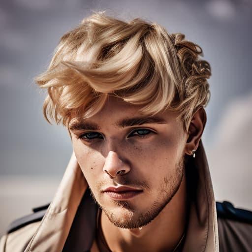 portrait+ style Russian LGBT queer pop singer blonde hunk dude face