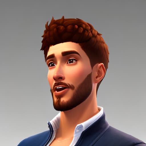 portrait+ style Sims 4 queer brunette hunk dude face