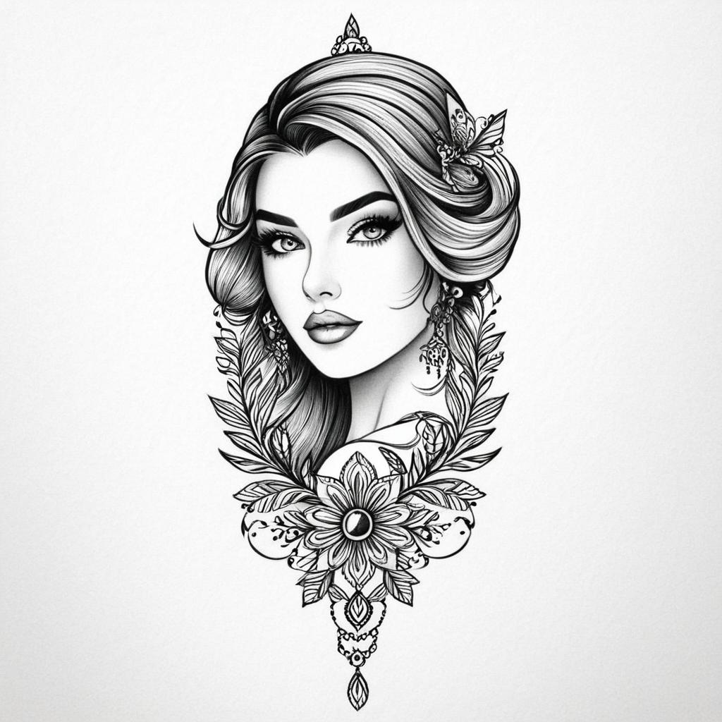  girl,(tattoo), tattoo design