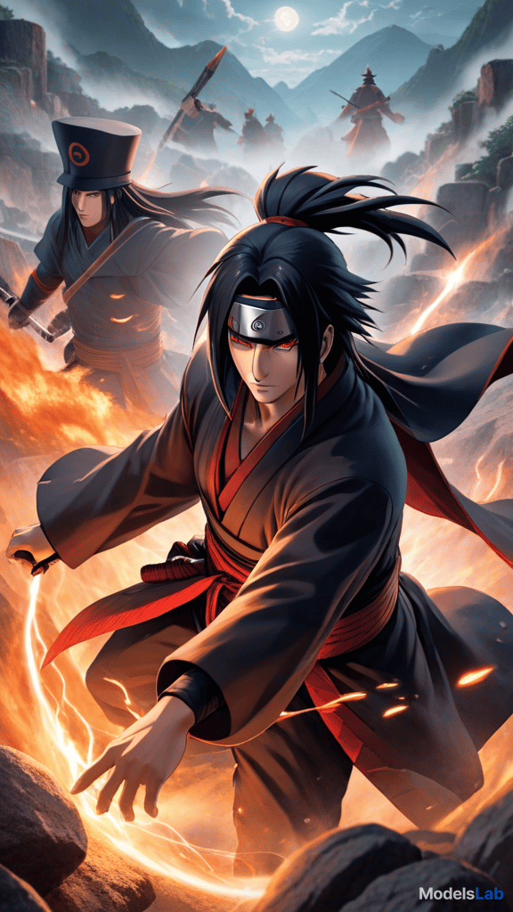  anime art: itachi's tsukuyomi vs. madara's defenses in an epic battle of intellect and power. hyperrealistic, full body, detailed clothing, highly detailed, cinematic lighting, stunningly beautiful, intricate, sharp focus, f/1. 8, 85mm, (centered image composition), (professionally color graded), ((bright soft diffused light)), volumetric fog, trending on instagram, trending on tumblr, HDR 4K, 8K