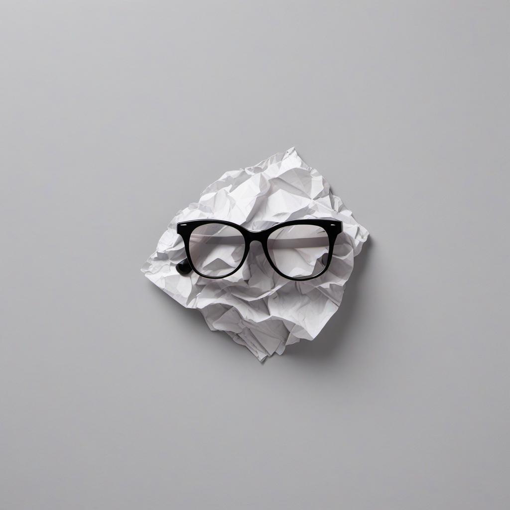  crumpled grey paper with big smile and sunglasses, profile image style