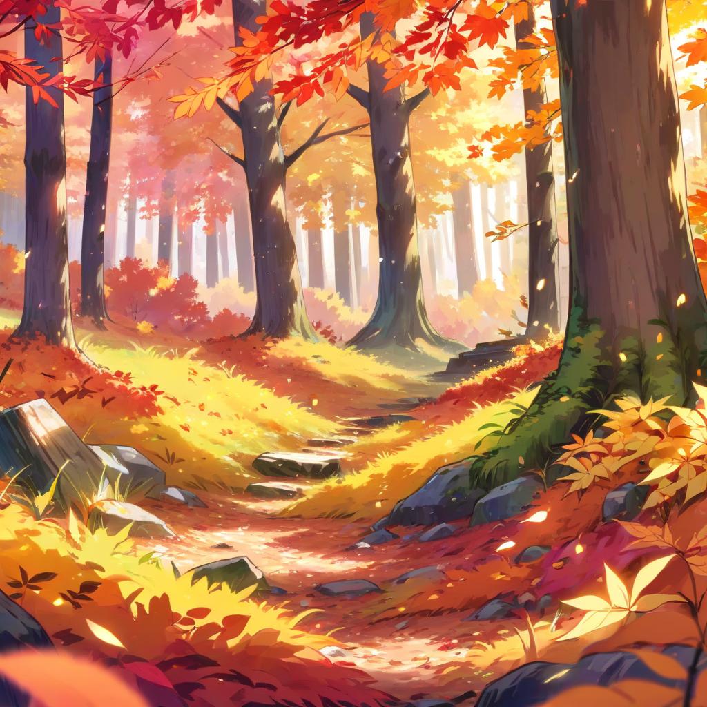  anime artwork a clearing in the woods. autumn landscape . anime style, key visual, vibrant, studio anime, highly detailed