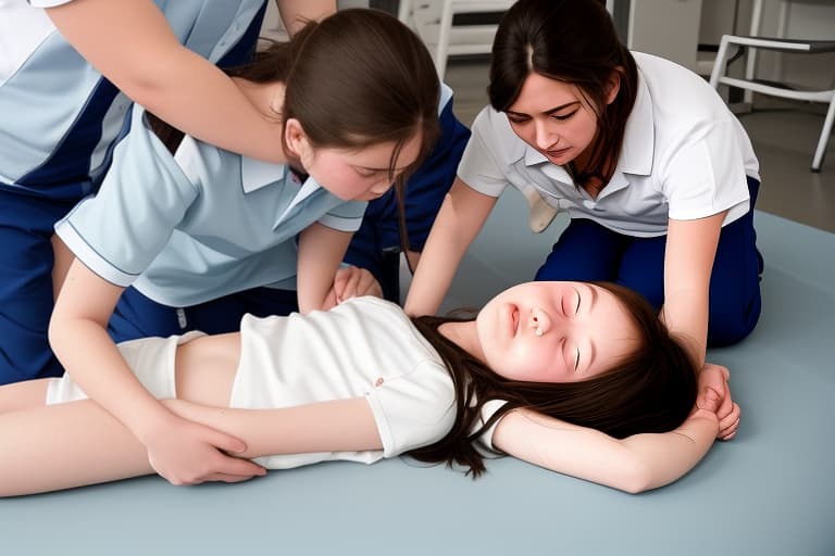  fainted girl being helped