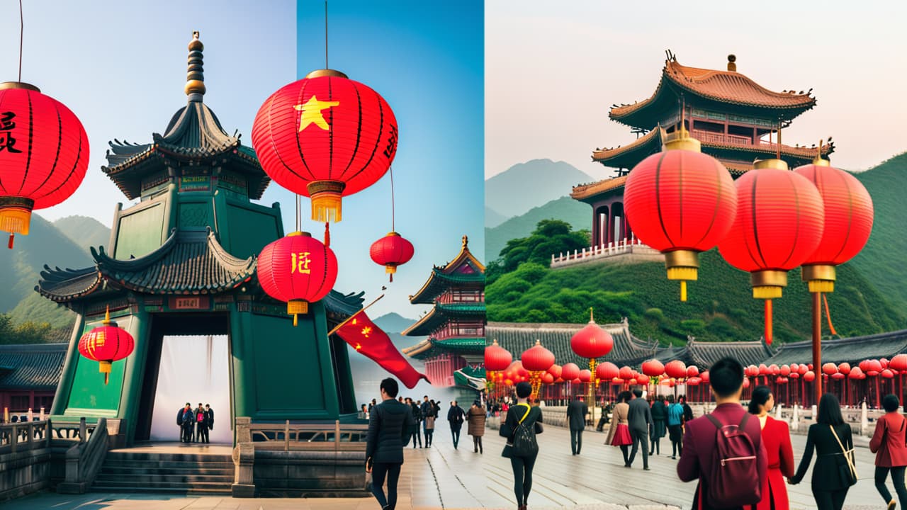  @ image prompt: a visually engaging collage of useful travel websites and apps for china, featuring icons of tripadvisor, ctrip, wechat, google maps, and didi chuxing, set against a backdrop of iconic chinese landmarks and cultural elements, creating a modern travel atmosphere. hyperrealistic, full body, detailed clothing, highly detailed, cinematic lighting, stunningly beautiful, intricate, sharp focus, f/1. 8, 85mm, (centered image composition), (professionally color graded), ((bright soft diffused light)), volumetric fog, trending on instagram, trending on tumblr, HDR 4K, 8K