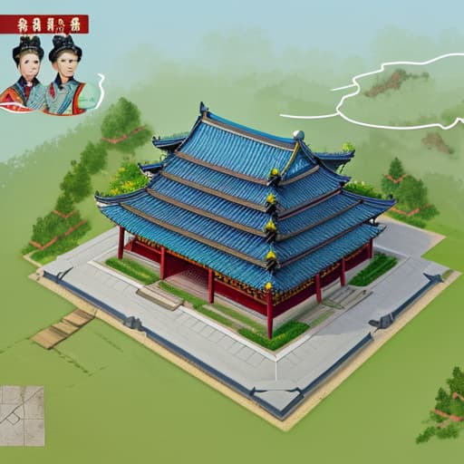  Tang Dynasty clothing workshop building map, there are no people in the picture, only the workshop