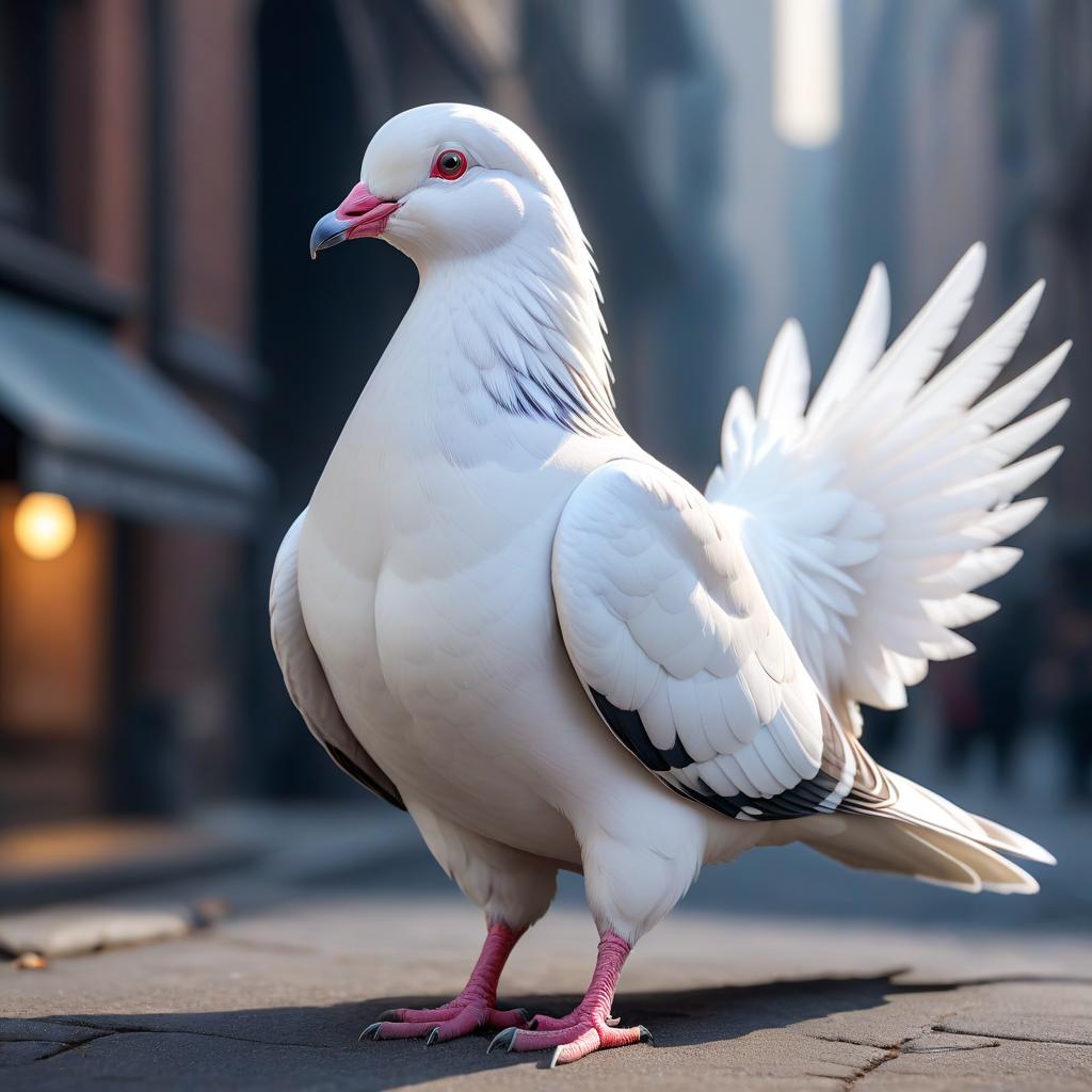  white pigeon, sticker hyperrealistic, full body, detailed clothing, highly detailed, cinematic lighting, stunningly beautiful, intricate, sharp focus, f/1. 8, 85mm, (centered image composition), (professionally color graded), ((bright soft diffused light)), volumetric fog, trending on instagram, trending on tumblr, HDR 4K, 8K