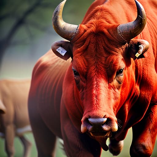  draw a bull a red color, perfect background, wildlife photography, photograph, high quality, wildlife, f 1.8, soft focus, 8k, national geographic, award winning photograph by nick nichols