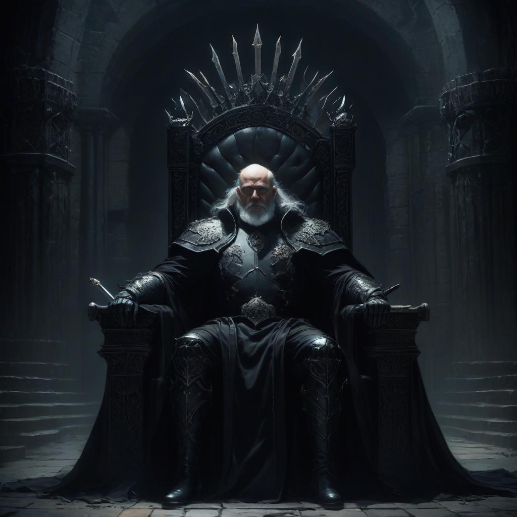  judge on the throne. black dungeon.