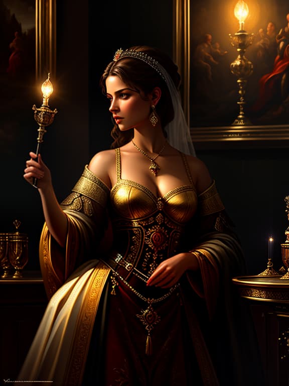  ((best quality)), ((masterpiece)), ((detailed)), ((unparalleled)), meticulous, immersive, woman, russian, rus, russkiy, oil painting, traditional painting, canvas painting, dramatic lighting, intense lighting, high contrast illumination, theatrical lighting, small details, high magnification