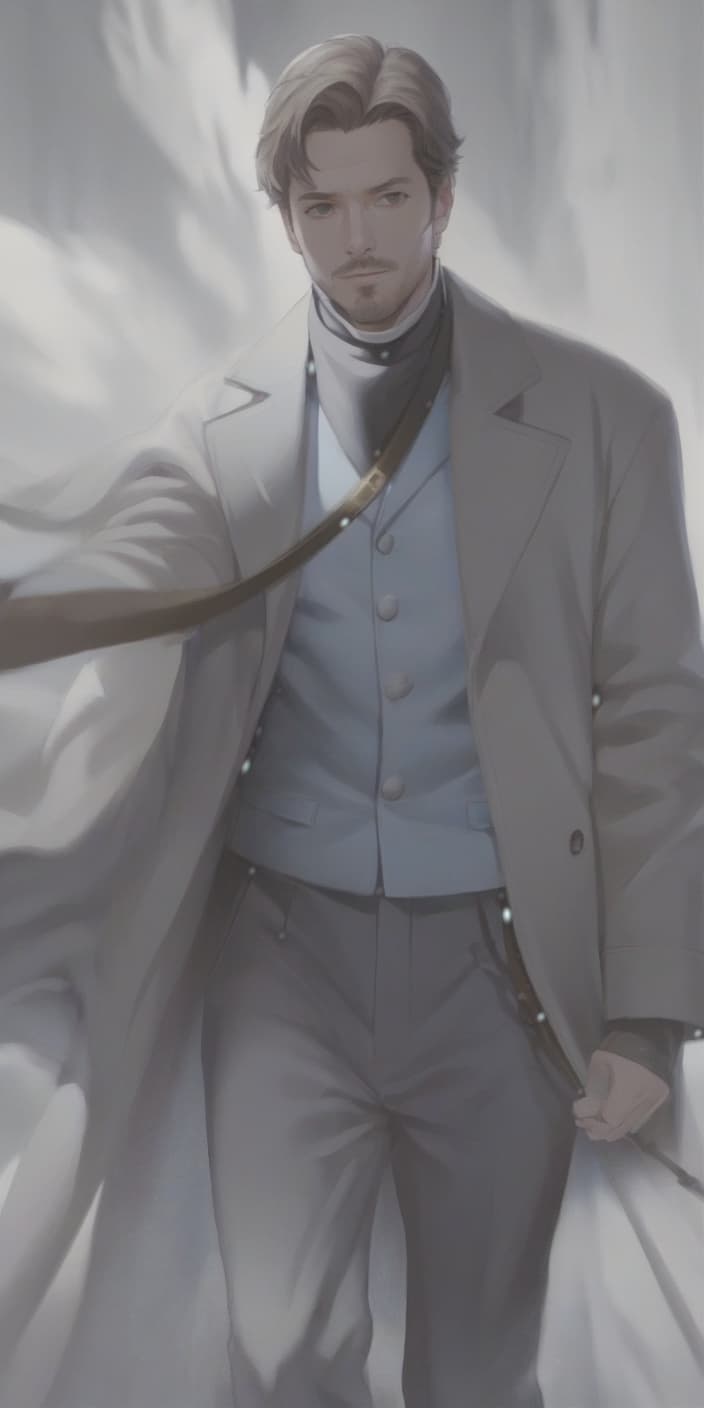  a man in a long white coat