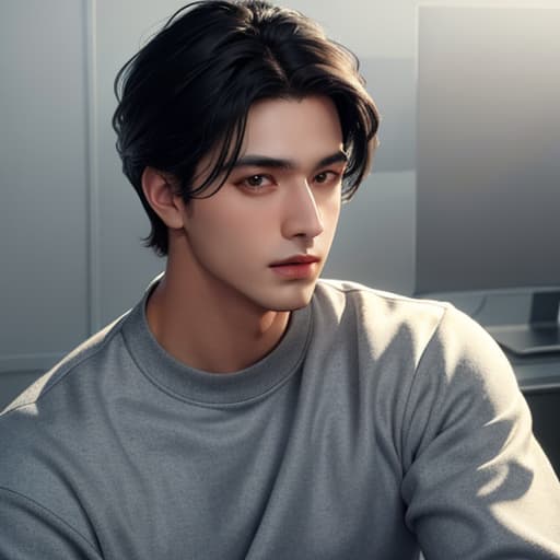  masterpiece,high quality,1 handsome boy,black hair,blown eyes, clear skin,sweatshirt hyperrealistic, full body, detailed clothing, highly detailed, cinematic lighting, stunningly beautiful, intricate, sharp focus, f/1. 8, 85mm, (centered image composition), (professionally color graded), ((bright soft diffused light)), volumetric fog, trending on instagram, trending on tumblr, HDR 4K, 8K