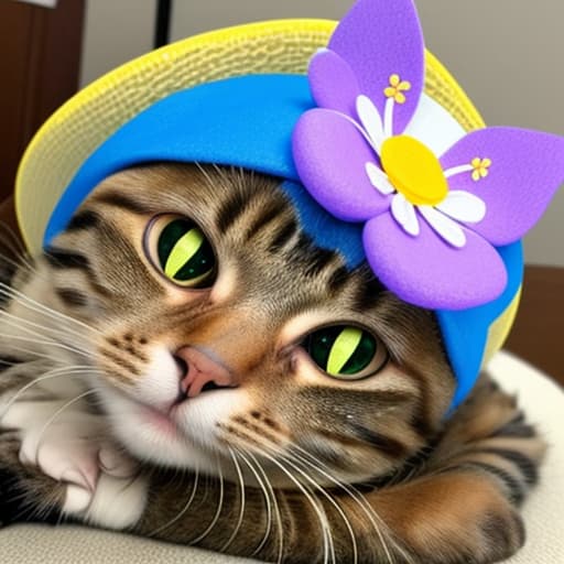  a cat with flower hat