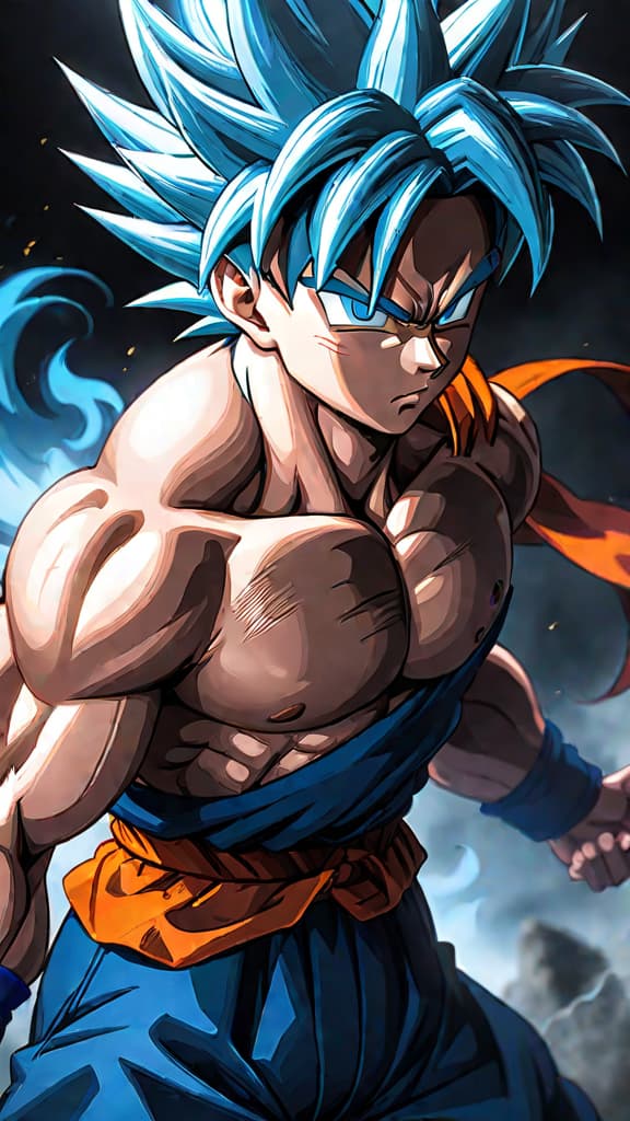  anime art of goku from dragon ball reaching his peak power with 'ultra instinct god' transformation. hyperrealistic, full body, detailed clothing, highly detailed, cinematic lighting, stunningly beautiful, intricate, sharp focus, f/1. 8, 85mm, (centered image composition), (professionally color graded), ((bright soft diffused light)), volumetric fog, trending on instagram, trending on tumblr, HDR 4K, 8K