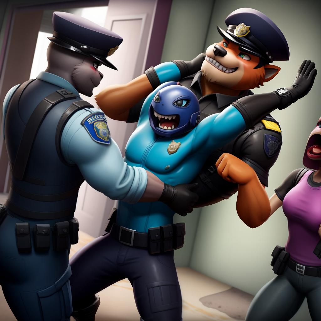  Evil corrupt police officers (Fortnite), full body, gloves, police brutality pain, bullying, victim surrounded, scared helpless victim, brutal attack, victim is pinned, victim is restricted, victim is punched, open eyes, masterpiece, 4k, fine details,