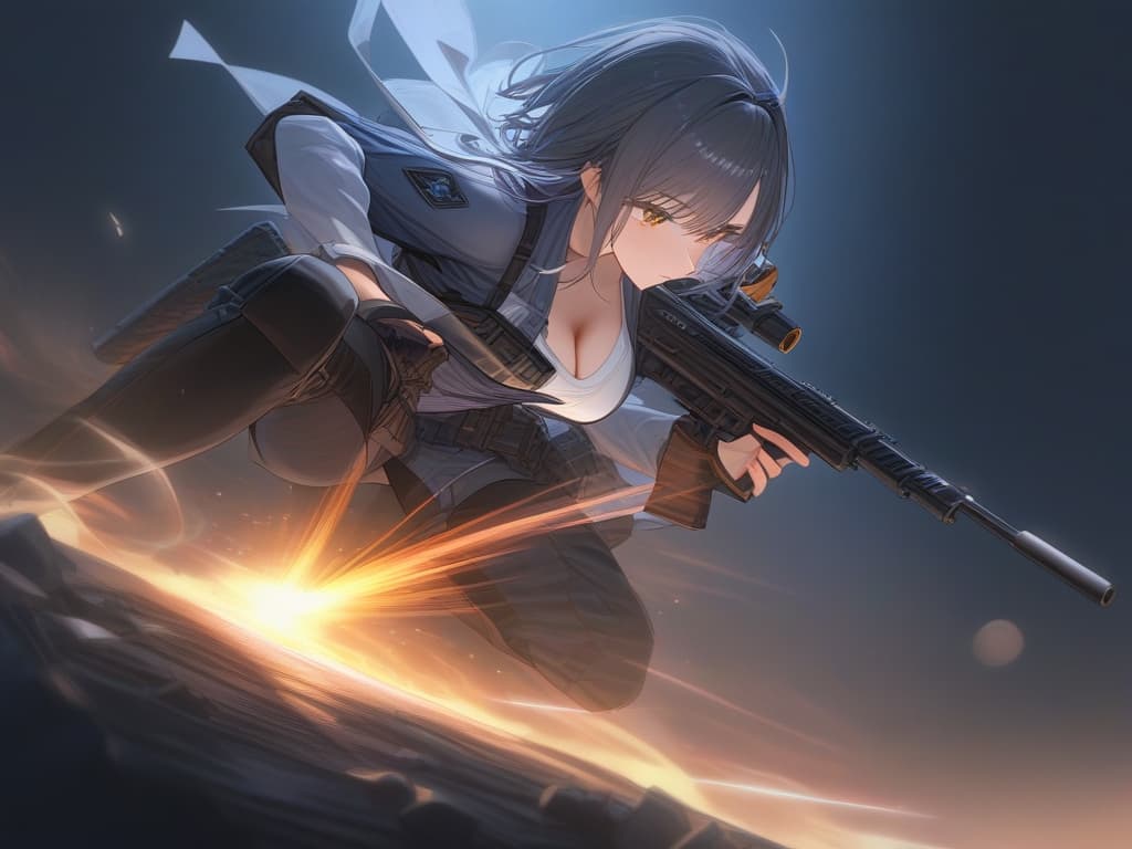  one girl, (masket (gun): 2.0), gray hair, bob cut, sacred magic, clean air, purification light, gun, (light bullet: 2.0) hyperrealistic, full body, detailed clothing, highly detailed, cinematic lighting, stunningly beautiful, intricate, sharp focus, f/1. 8, 85mm, (centered image composition), (professionally color graded), ((bright soft diffused light)), volumetric fog, trending on instagram, trending on tumblr, HDR 4K, 8K