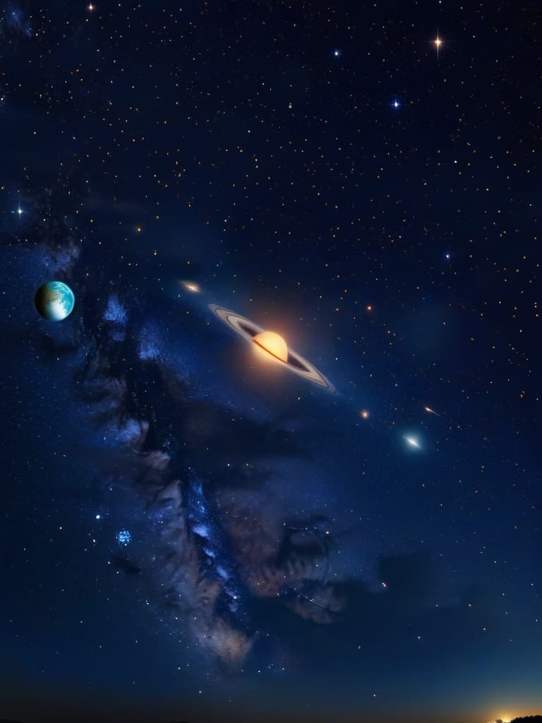  make image alive beautiful and realistic showing stars and planets