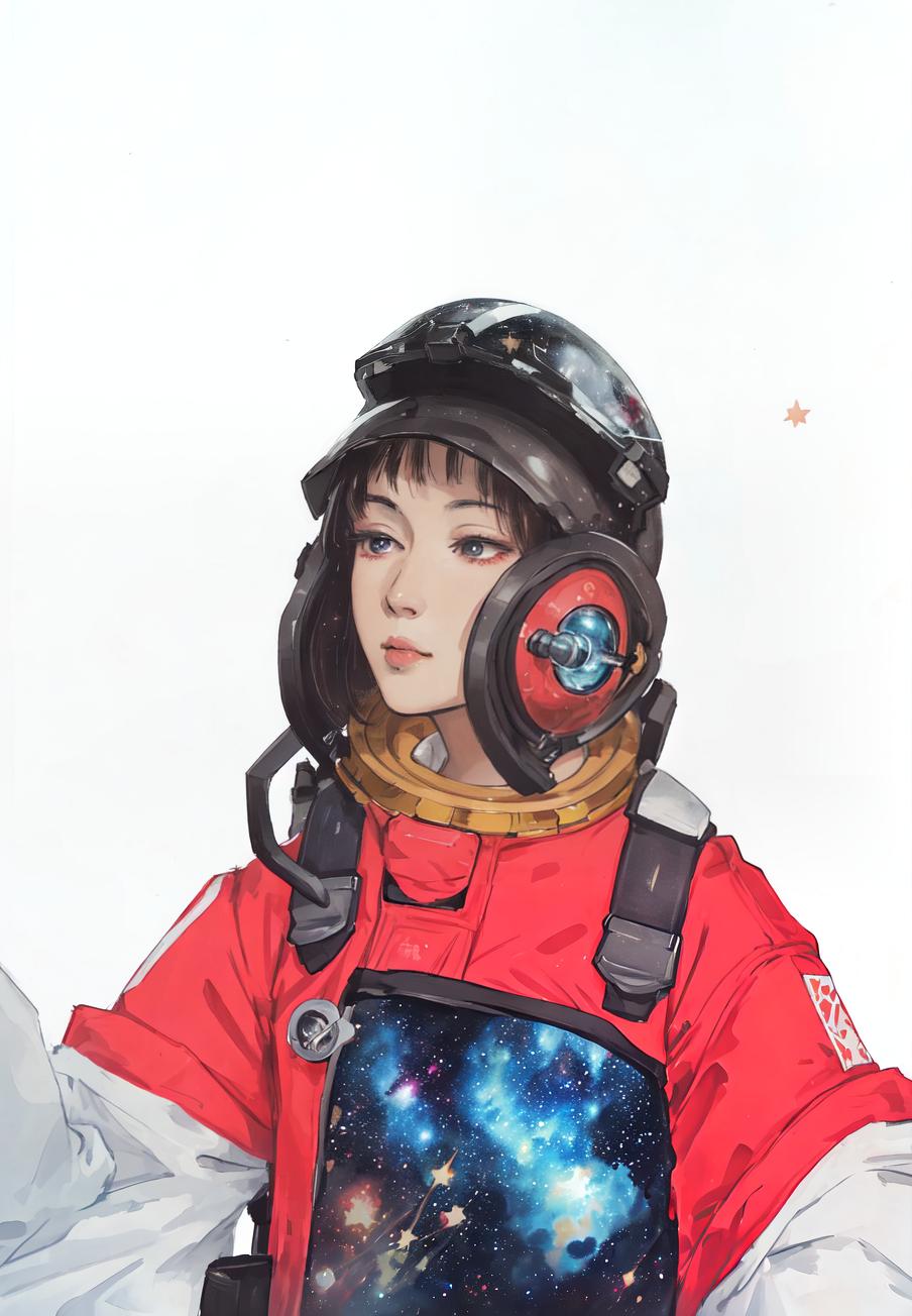  anime style, astronaut in space, fully detailed outer space background with stars, galaxies, nebulae, vibrant colors, wearing detailed space suit, cosmic scene, highly detailed spacesuit, complete space environment, clothing replace, space suit hyperrealistic, full body, detailed clothing, highly detailed, cinematic lighting, stunningly beautiful, intricate, sharp focus, f/1. 8, 85mm, (centered image composition), (professionally color graded), ((bright soft diffused light)), volumetric fog, trending on instagram, trending on tumblr, HDR 4K, 8K