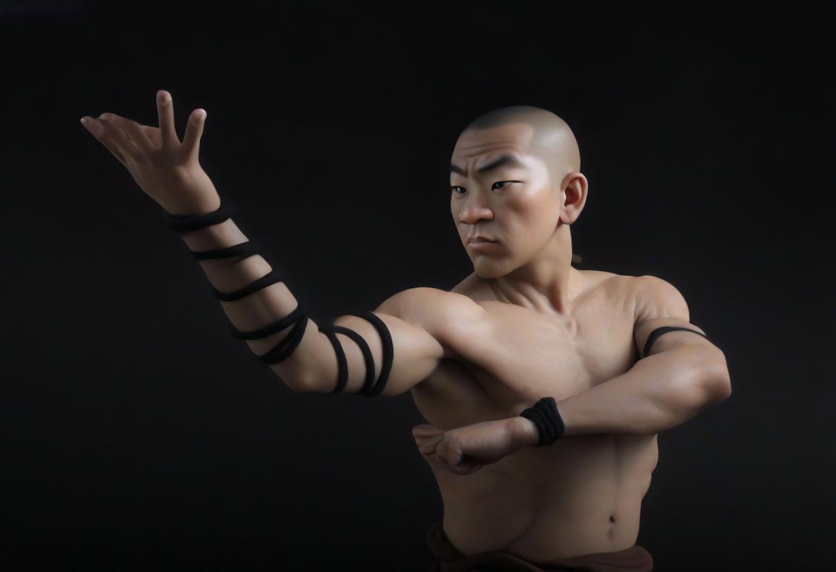  drawn monk fighter with a thin black stripe around his neck., perfecteyes