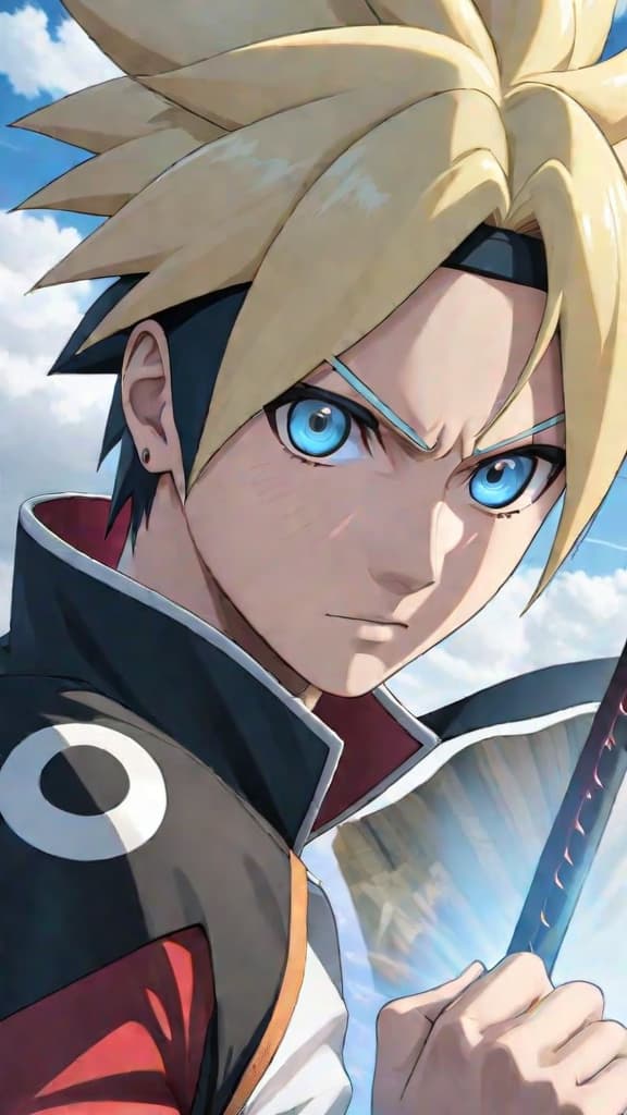  anime art: boruto mastering the jougan eye, surpassing naruto, rewriting fate with otsutsuki power. hyperrealistic, full body, detailed clothing, highly detailed, cinematic lighting, stunningly beautiful, intricate, sharp focus, f/1. 8, 85mm, (centered image composition), (professionally color graded), ((bright soft diffused light)), volumetric fog, trending on instagram, trending on tumblr, HDR 4K, 8K