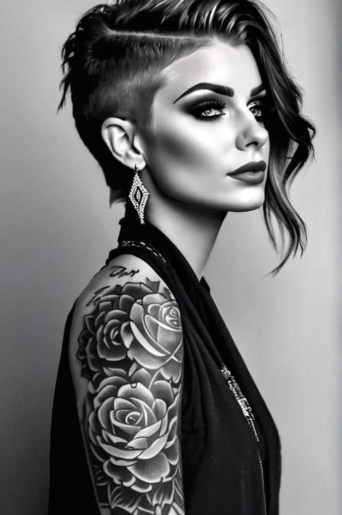  face , (tattoo:1.15), black and white style, hq, hightly detailed, 4k