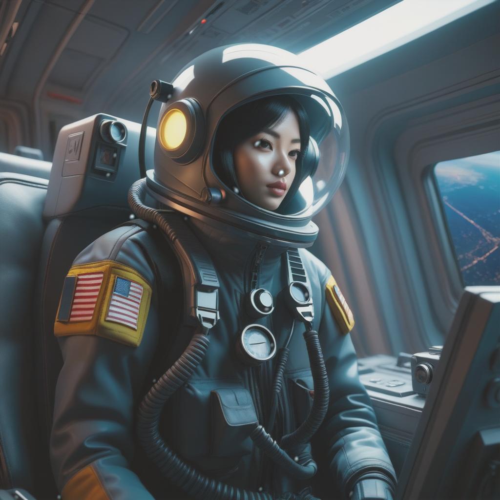  the oversleeping warden flies a spaceship hyperrealistic, full body, detailed clothing, highly detailed, cinematic lighting, stunningly beautiful, intricate, sharp focus, f/1. 8, 85mm, (centered image composition), (professionally color graded), ((bright soft diffused light)), volumetric fog, trending on instagram, trending on tumblr, HDR 4K, 8K