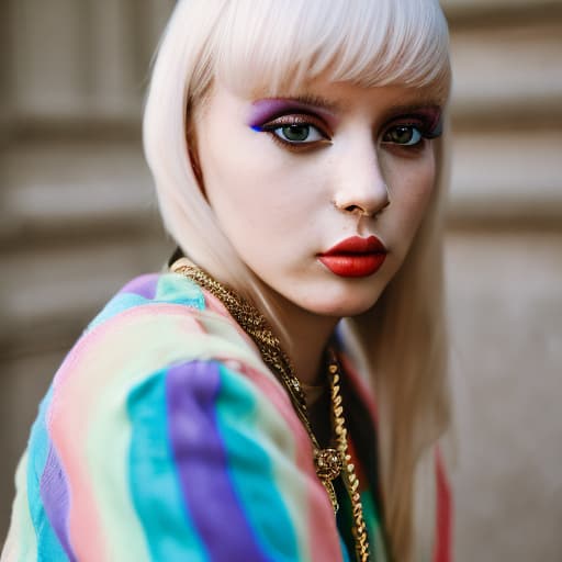 portrait+ style Russian LGBT queer fashion blogger blonde female face