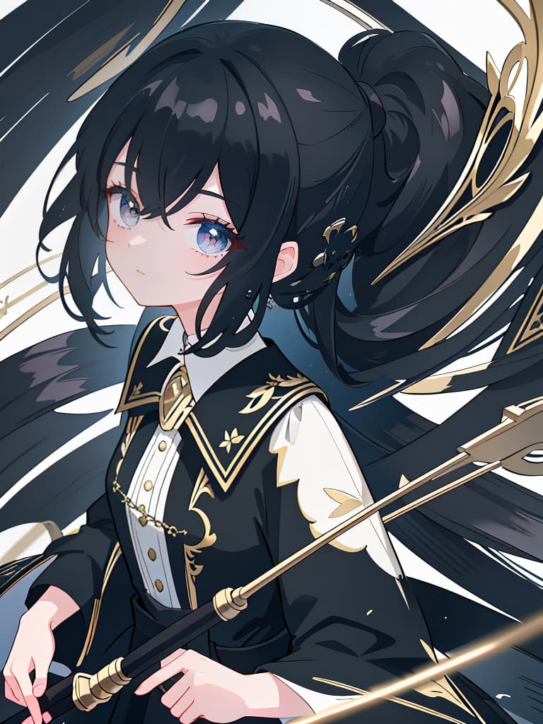  black haired girl with a cane, masterpiece, best quality,8k,ultra detailed,high resolution,an extremely delicate and beautiful,hyper detail