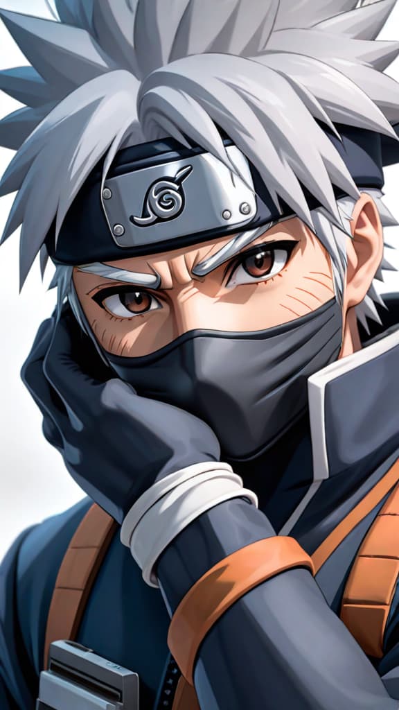  anime art: kakashi hatake from naruto, without sharingan, showcasing dedication to protecting konoha. hyperrealistic, full body, detailed clothing, highly detailed, cinematic lighting, stunningly beautiful, intricate, sharp focus, f/1. 8, 85mm, (centered image composition), (professionally color graded), ((bright soft diffused light)), volumetric fog, trending on instagram, trending on tumblr, HDR 4K, 8K