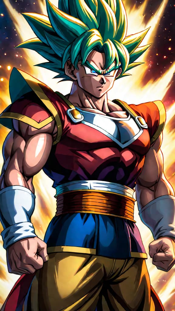  anime art: bardock from dragon ball z has a vision of frieza's betrayal amid the chaos on planet vegeta. hyperrealistic, full body, detailed clothing, highly detailed, cinematic lighting, stunningly beautiful, intricate, sharp focus, f/1. 8, 85mm, (centered image composition), (professionally color graded), ((bright soft diffused light)), volumetric fog, trending on instagram, trending on tumblr, HDR 4K, 8K