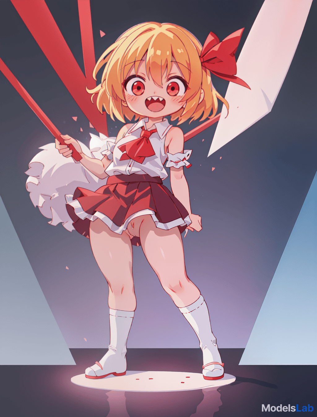  rumia, touhou project, , cute, happy, girl, elementary student, straight hair, blonde hair, short hair, red hair tie, sharp teeth, razor sharp teeth, flat , no s, board like, no , bare , bottomless, , , , lewd, anime, , , cameltoe, s, pink s, aroused rumia is a cute girl, around 128cm, with a cute face and sharp teeth. she has short blonde hair approximately to her shoulders, tied at one side with a red ribbon that's used to seal her true power. she has crimson red eyes, and a like body with a flat , plump , and a puffy mound that looks like a 's. hyperrealistic, full body, detailed clothing, highly detailed, cinematic lighting, stunningly beautiful, intricate, sharp focus, f/1. 8, 85mm, (centered image composition), (professionally color graded), ((bright soft diffused light)), volumetric fog, trending on instagram, trending on tumblr, HDR 4K, 8K