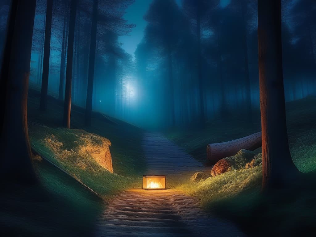  at night, in the forest, fantastic,