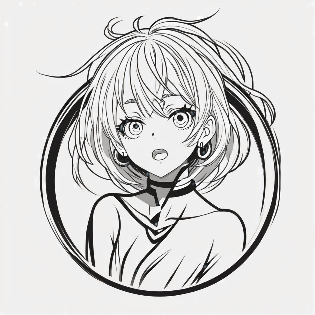  line art drawing ring frei, same nightmare. anime style . professional, sleek, modern, minimalist, graphic, line art, vector graphics