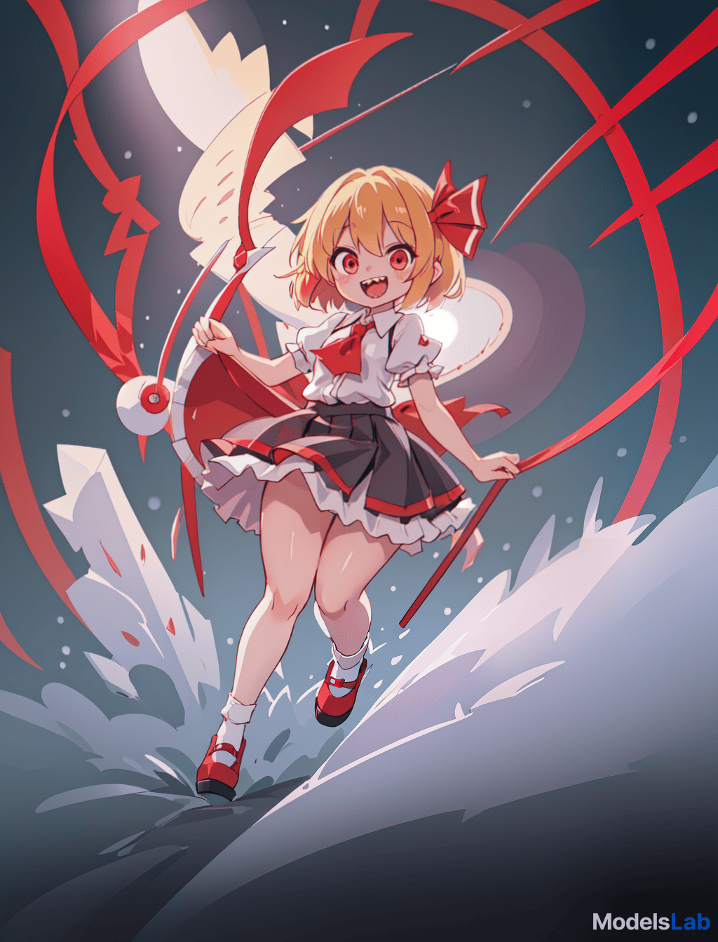  rumia, touhou project, , cute, happy, girl, elementary student, straight hair, blonde hair, short hair, red hair tie, sharp teeth, razor sharp teeth, flat, flat , no s, board like, no , bare , bottomless, , , , lewd, anime, rumia looks like a cute girl, around 128cm tall, with a cute face and sharp teeth. she has short blonde hair approximately to her shoulders, tied at one side with a red ribbon that's used to seal her true power. she has crimson red eyes, and a like body with a flat , plump , and a puffy mound that looks like a 's. hyperrealistic, full body, detailed clothing, highly detailed, cinematic lighting, stunningly beautiful, intricate, sharp focus, f/1. 8, 85mm, (centered image composition), (professionally color graded), ((bright soft diffused light)), volumetric fog, trending on instagram, trending on tumblr, HDR 4K, 8K